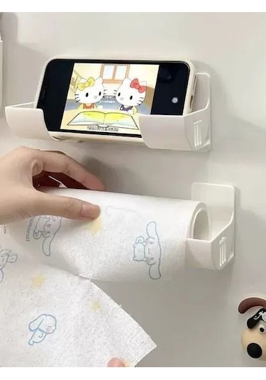 Kangvka Plastik Mutfak Çantı Tutucu Seti 4 Adet - Fantezi Folyo, Kağıt Ve Sıvama Çubuğu İçin Duvar Montajlı Organizatör Beyaz