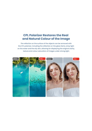 Monyee Insta360 Ace Pro Uyumlu Su Geçirmez Spor Kamera Cpl Filtresi - Çok Katmanlı Optik Cam Çok Renkli