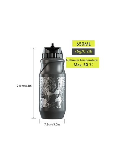 Youmex Spor Su Şişesi 650ml - Bisiklet, Yürüyüş, Kamp İçin - Pp+pe+pc Malzeme - Siyah-renkli - Isı Dayanıklı Siyah