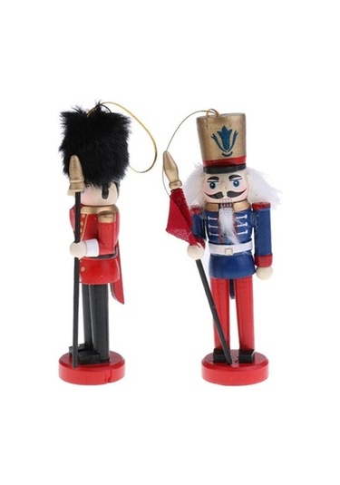 Lijinxu Ahşap Fındıkkıran Heykelcik Kukla Dekorasyonu 4'lü Kırmızı