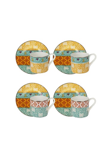 Lucky Art Eliana Bone 4'lü Kahve Fincanı Seti Çok Renkli