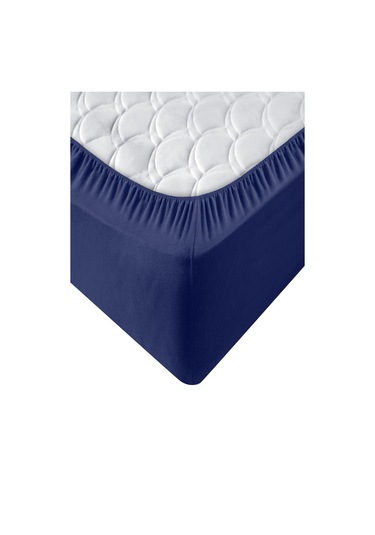 Penye Lastikli Çarşaf, Tek Kişilik ,koyu Mavi, %100 Pamuk Örme Kumaş, 130 Gr/m² Koyu Mavi