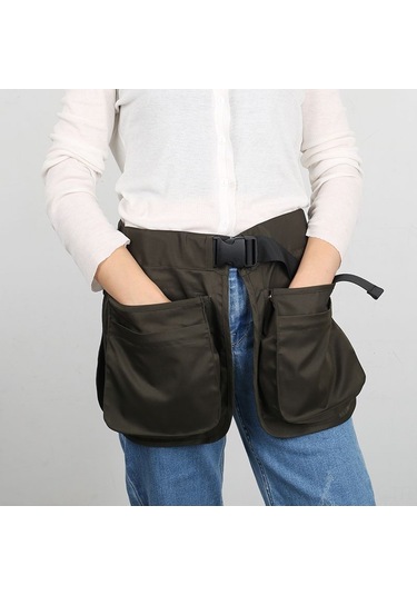 Vkemall Siyah Kumaş Bahçe Çalışma Apronu: Kısa Boy, Araç Kemerli, Ayarlanabilir Bel, Çok Amaçlı İş Giyimi Toplu Satış