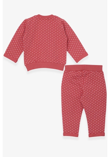 Breeze Kız Bebek Eşofman Takımı Puantiyeli Simli Baskılı 6 Ay-2 Yaş, Gülkurusu