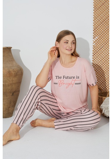 Estiva 24071 Büyük Beden Kadın Kısa Kol Pijama Takımı 001