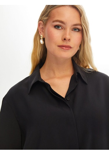 Faik Sönmez Kadın Gizli Patlı Yarım Kol Modallı Gömlek U68266 Antrasit