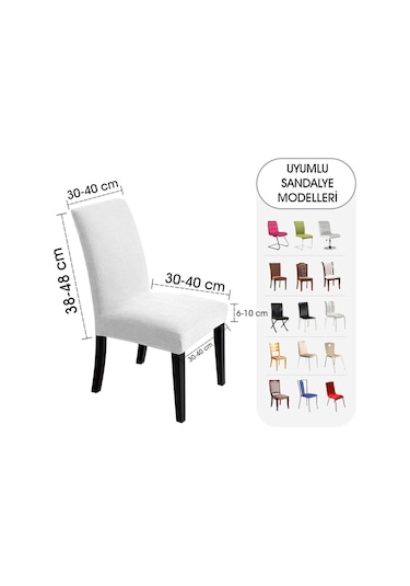 Faiend Yıkanabilir Likralı Esnek Lastikli Sandalye Kılıf Örtü Beyaz