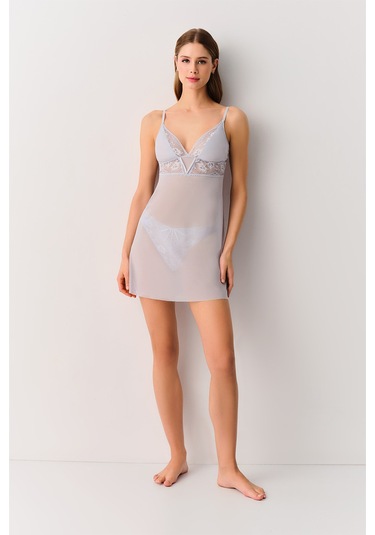 Suwen Duchess Kısa Gecelik St4375613065 Lila