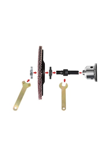 Pazly 3/8'' 10mm Açılı Taşlama Mandren Adaptörü Seti + Disk Tutucu & 2 Anahtar 5'li Paket