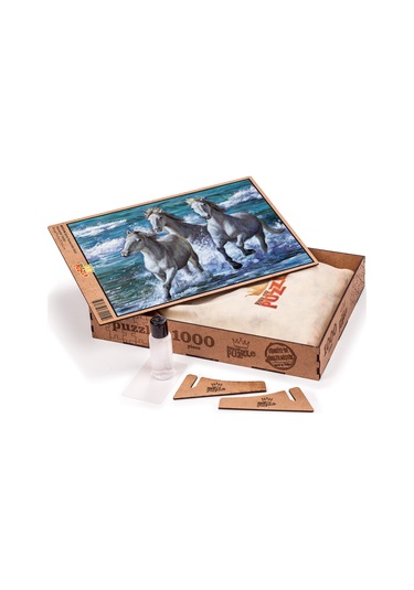 King Of Puzzle Deniz Kenarında Atlar Ahşap Puzzle 1000 Parça