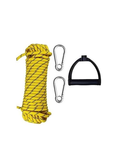Besthome1 Karabinalı Tırmanma Ve Yürüyüş İçin Paslanmaz Çelik Vinç Halatı Sarı Sarı