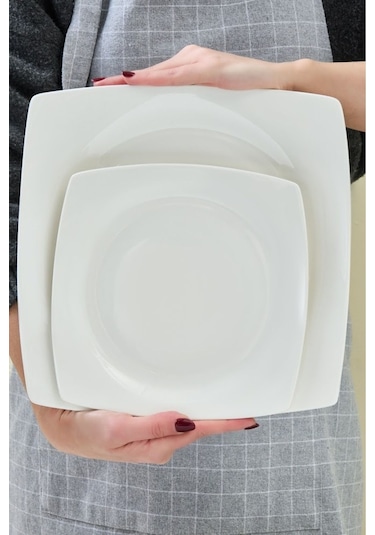 Karaca  Square Bone Mensa 24 Parça 6 Kişilik Yemek Takımı Beyaz