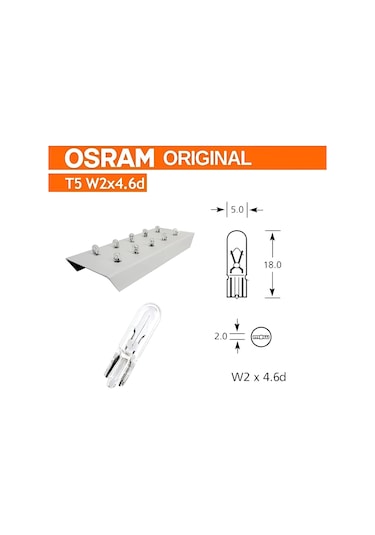 12v 2w T5 Dipsiz Gösterge Ampulü 10 Adet 2722 10x