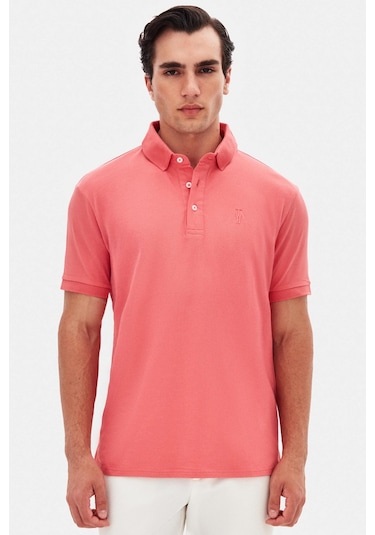 Twn Slim Fit Okyanus Mercanı Pike Dokulu T-shirt 4ec146011784m Mr2