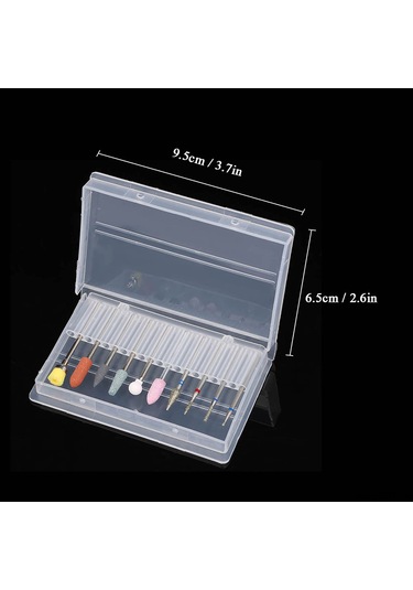 Hangfox Tungsten Çelik Tırnak Taşlama Uçları Seti 10 Adet - 2.35mm Çaplı Fırçalarla Manikür Polisaj Ve Temizleme Aleti Depolama Kutusu İçerir