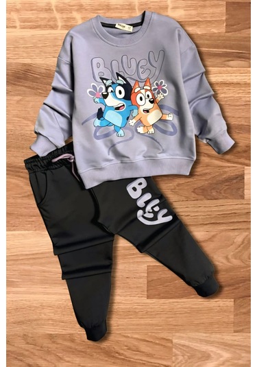 Bluey Desenli Lila Renk Kız Çocuk Eşofman Takım Lila