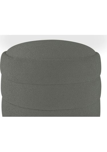 Gazzini Furniture Diana Slim Line Luxury Havlu Kumaş Silindir Makyaj Masası Puf Gri