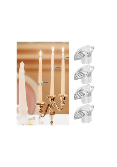 Shineyee 4'lü Demir Mum Söndürücü, Otomatik Ateş Söndürme Fonksiyonu, Ev Dekoru Ve Doğum Günü Mumları İçin Güvenli Korumalı Aksesuar Gümüş Rengi