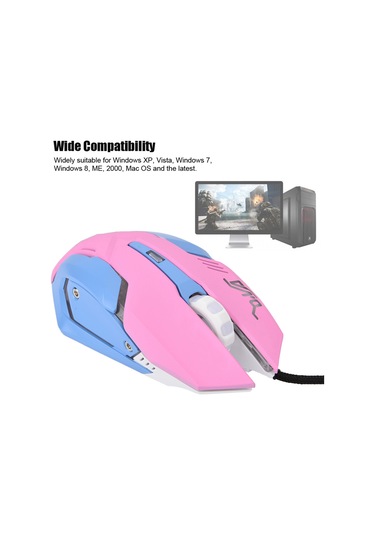 Ximistore9 3200dpı Led Işıklı Ergonomik Pembe Oyun Mouse'u - Hızlı Tepki, Konforlu Tutuş, Geniş Uyumluluk