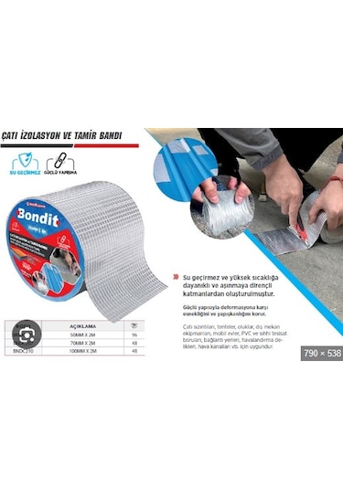 Bondit Çatı İzolasyon Ve Tamir Bandı 70 Mm X 2 Mt Bndc207