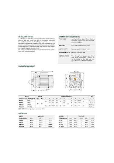 City 0.5 Hp Ip 500 İtalyan Periferik Santrifüj Pompa