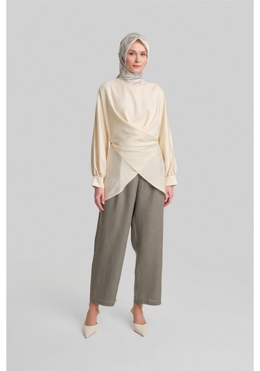 Armine Bol Keten Pantolon 24y2625 Koyu Vizon-koyu Vizon Koyu Vizon