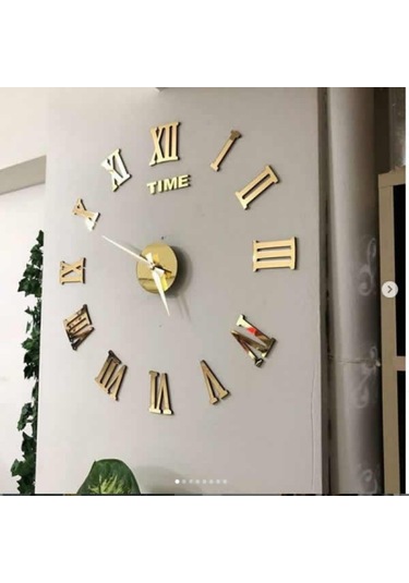 Dekoratif 3D Duvar Saati Roma Rakamlı Model (446720408)