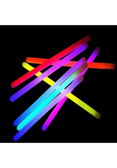 100 Adet Kalın Glow Stick Parti Işığı Neon Işık Fosforlu Çubuk Işıklı Çubuk Ultra Canlı Parlak Işık
