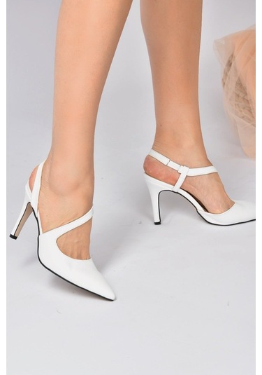 Fox Shoes Beyaz Sivri Burun Kadın Topuklu Ayakkabı K404910809