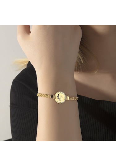 Ata Yarımlı Altın Bileklik Burgu Zincirli