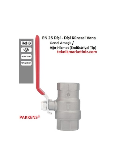 Pakkens Küresel Vanalar,Her Ölçü Pn25 1/2"-3/4"-1"-11/4"-11/2"-2"