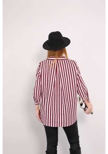 Çizgili Gömlek Bordo