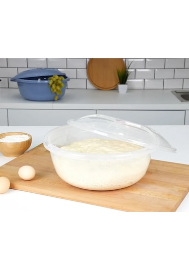 Bayev Mrd230 Şeffaf 3'lü Kapaklı Hamur Leğen Seti Plastik Set 3.5 5 Ve 7 Lt