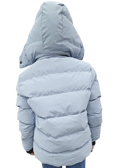 Erkek Çocuk /kız Çocuk Çapraz Fermuar Model Kapüşonu Çıkabilen İçi Peluş Astarlı Buz Mavi Renk Mont Açık Mavi