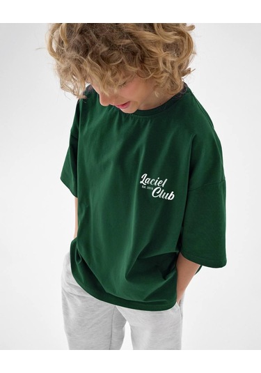 Laciel Paris Club Oversize Çocuk Tişört Yeşil