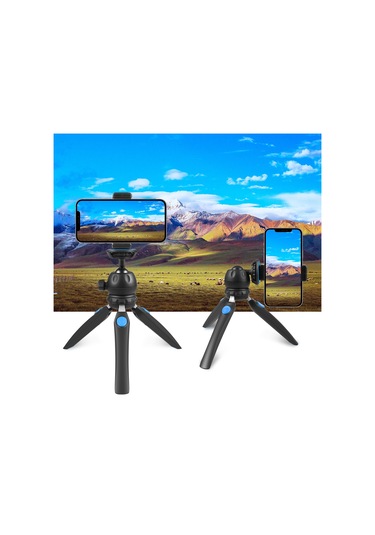 Puluz Mini Vlog Canlı Sabitleyici Standı Akıllı Telefonlar İçin Telefon Kelepçeli Tripod Mavi
