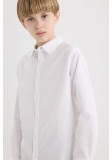 DeFacto Erkek Çocuk Polo Yaka Oxford Uzun Kollu Basic Düz Gömlek W3215A625SMWT34