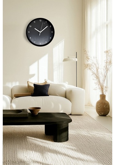 Gece Gökyüzü Temalı Modern Duvar Saati - 30cm - Önü Camlı Siyah Kasa - Sessiz Mekanizma-jh0343 Siyah