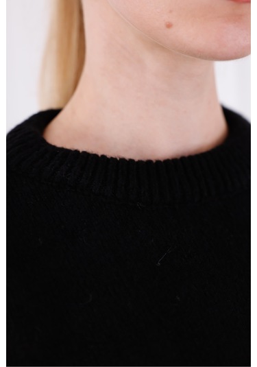 Bisiklet Yaka Oversize Basic Triko Kazak Siyah