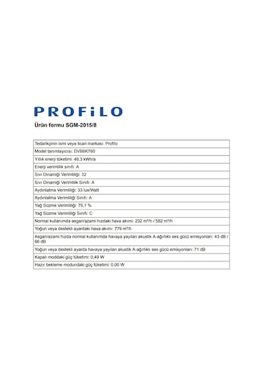 Profilo DVB6K760 Duvar Tipi Davlumbaz