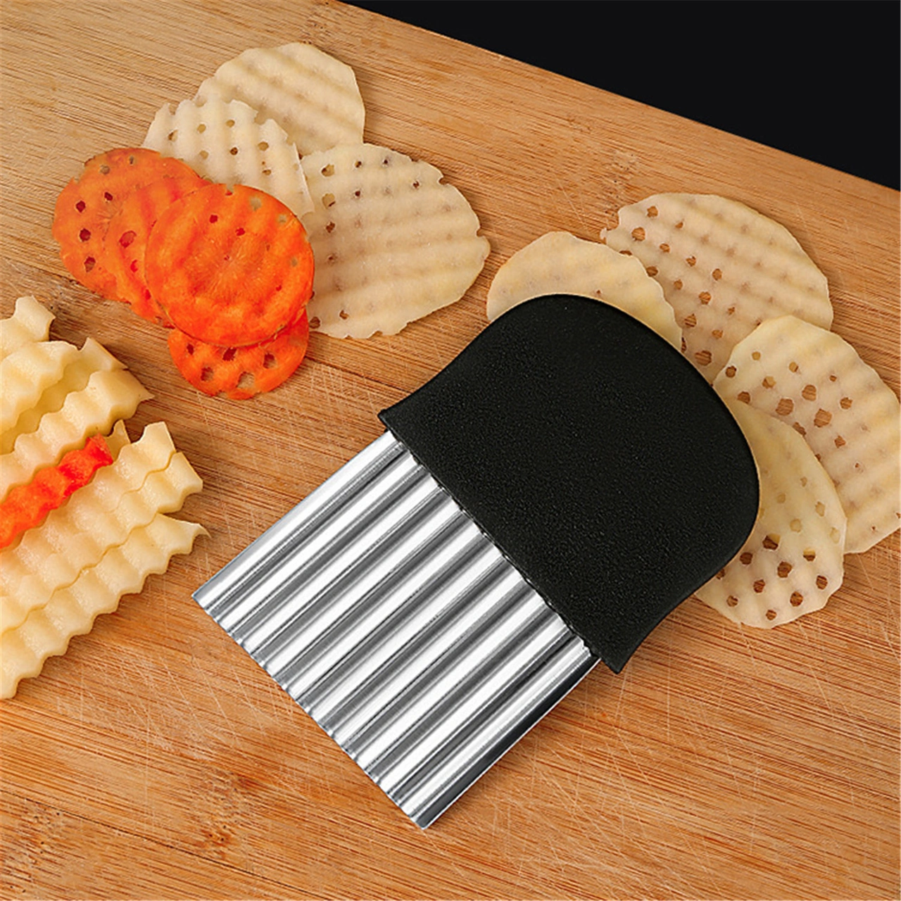 Youtek Büyük Boy Paslanmaz Çelik Dalgalı Dilimleyici, Evde Evrensel Sebze-meyve Kıyma Aleti, Hızlı Ve Kolay Kullanım, Yıkama Kolay Siyah