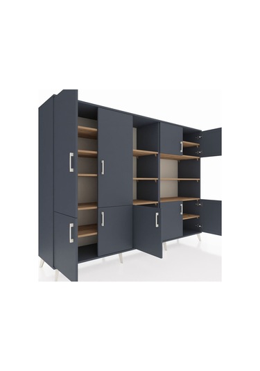 Hyperion Dolap 14 Raflı 9 Kapaklı 220x44x163 Antrasit-antrasit/ça Antrasit-antrasit/çam