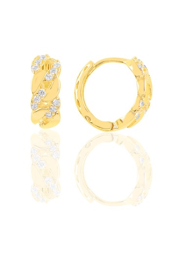 Gümüş Altın Yaldızlı Zincir Modeli Halka Küpe N11.35148