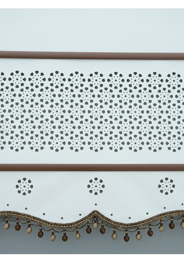 Lazer Stor Perde Kahve Çıta Ve Boncuk Detaylı - Kalın Mat Stor Ekru