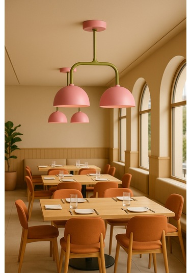 Dualdome Metro Sarkıt Lamba-avize - Modern Endüstriyel Mufak Hol Cafe Salon Avize Pembe