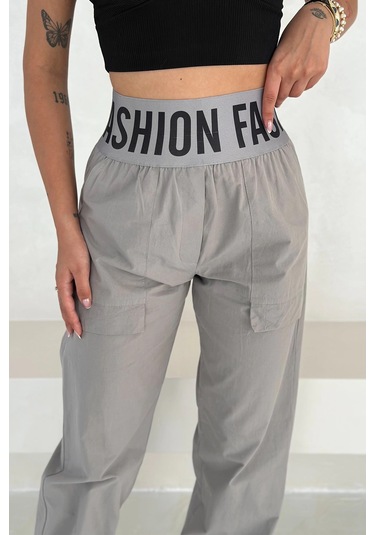Beli Lastikli Fashion Pantolon Gri Gri