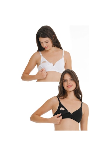 Parlingerie 2li Hamile Modal Kaplı Emzirme Sütyeni Siyah - Beyaz