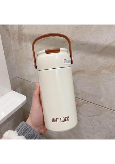 316 Paslanmaz Çelik Yalıtımlı Pipetli Su Bardağı Ojvl1h Beyaz