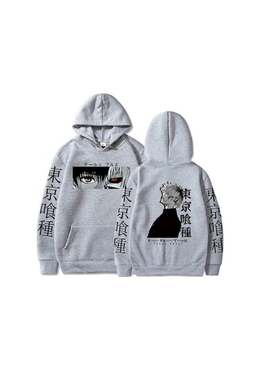 Novahub Anime Tokyo Ghoul Ken Kaneki Manga Hoodie Kazaklar Uzun Kollu Ken Kaneki Karikatür Rahat Moda Kumaş Kazak Kazak Tops Gri Gri