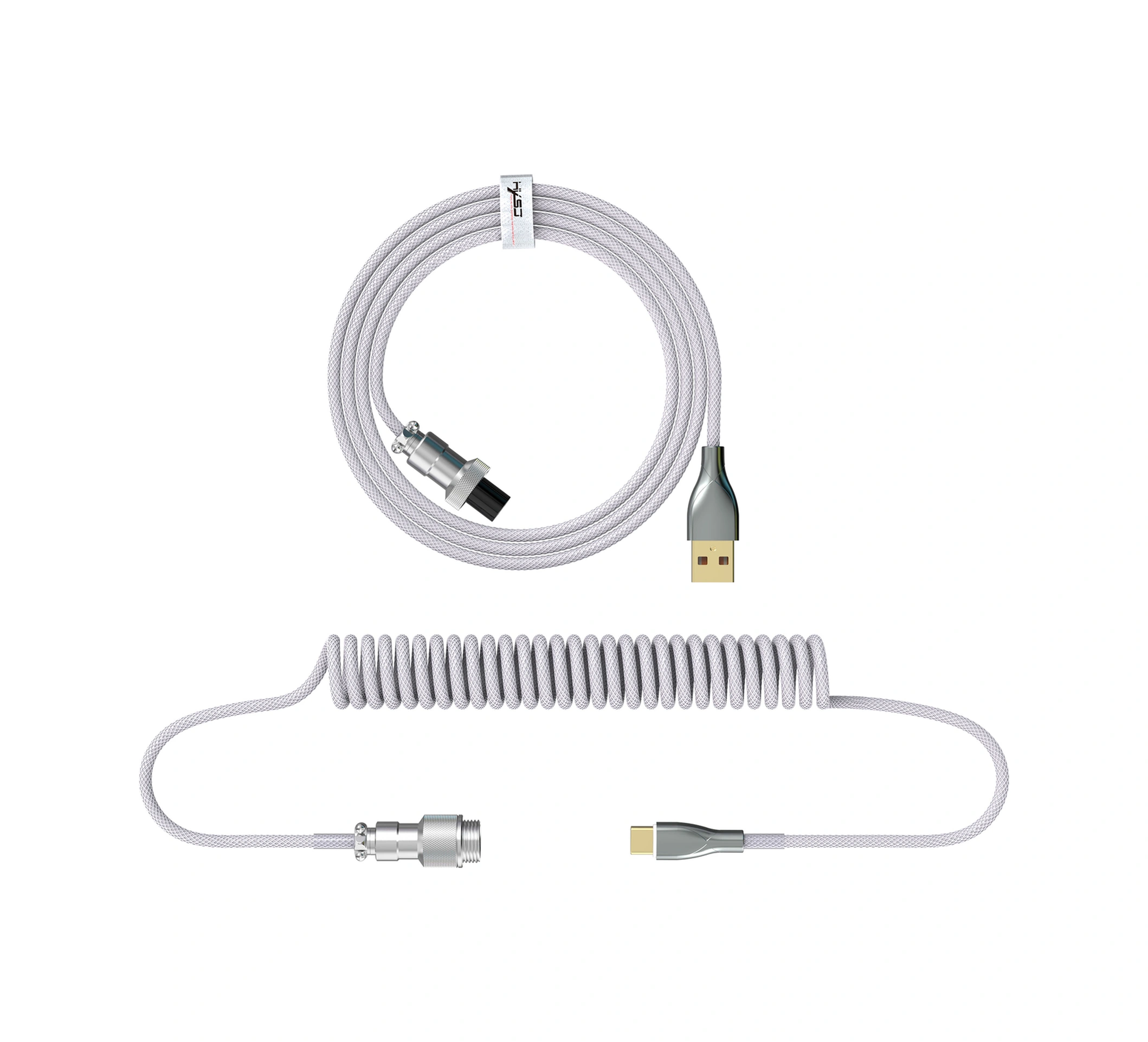 Qingmipy Mekanik Klavye İçin Genişletilebilir Nilon Örgü Kablosu - Usb'den Type-c'ye Çevirici Beyaz